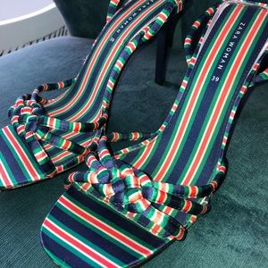 Zara striped knot detail ankle strap heels